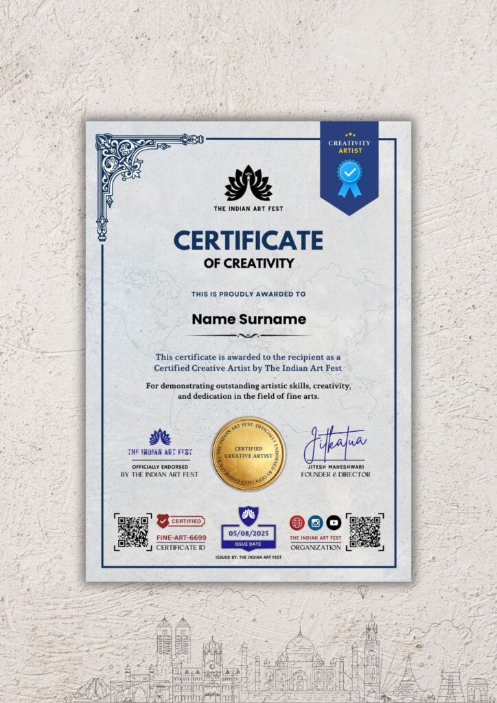 Certified Gold Artist By The Indian Art Fest